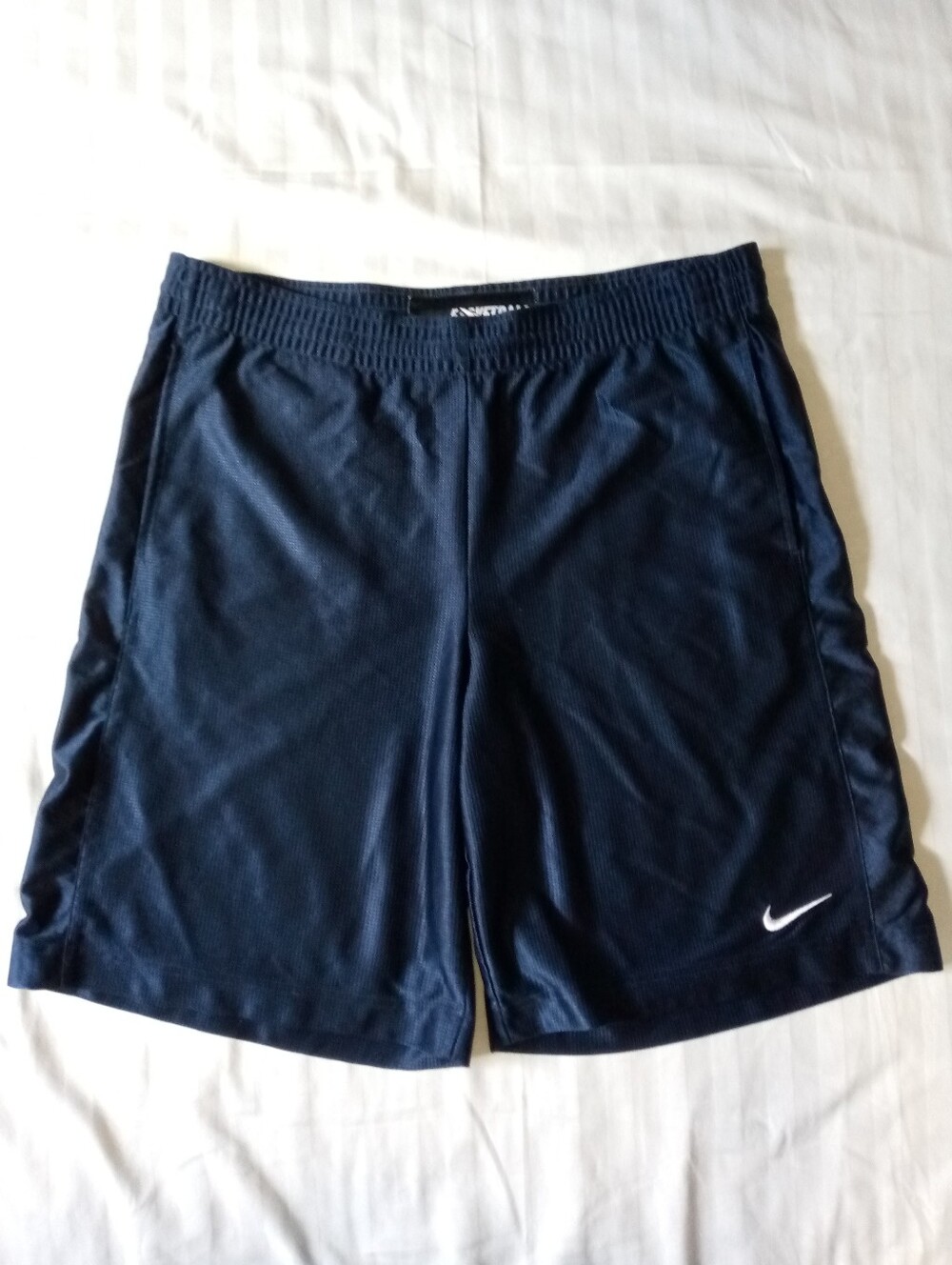 Nike Navy Athletic Training Shorts with White Swoosh